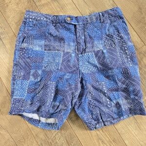 J. Mclaughlin Mens Size 36 Blue Patchwork Shorts